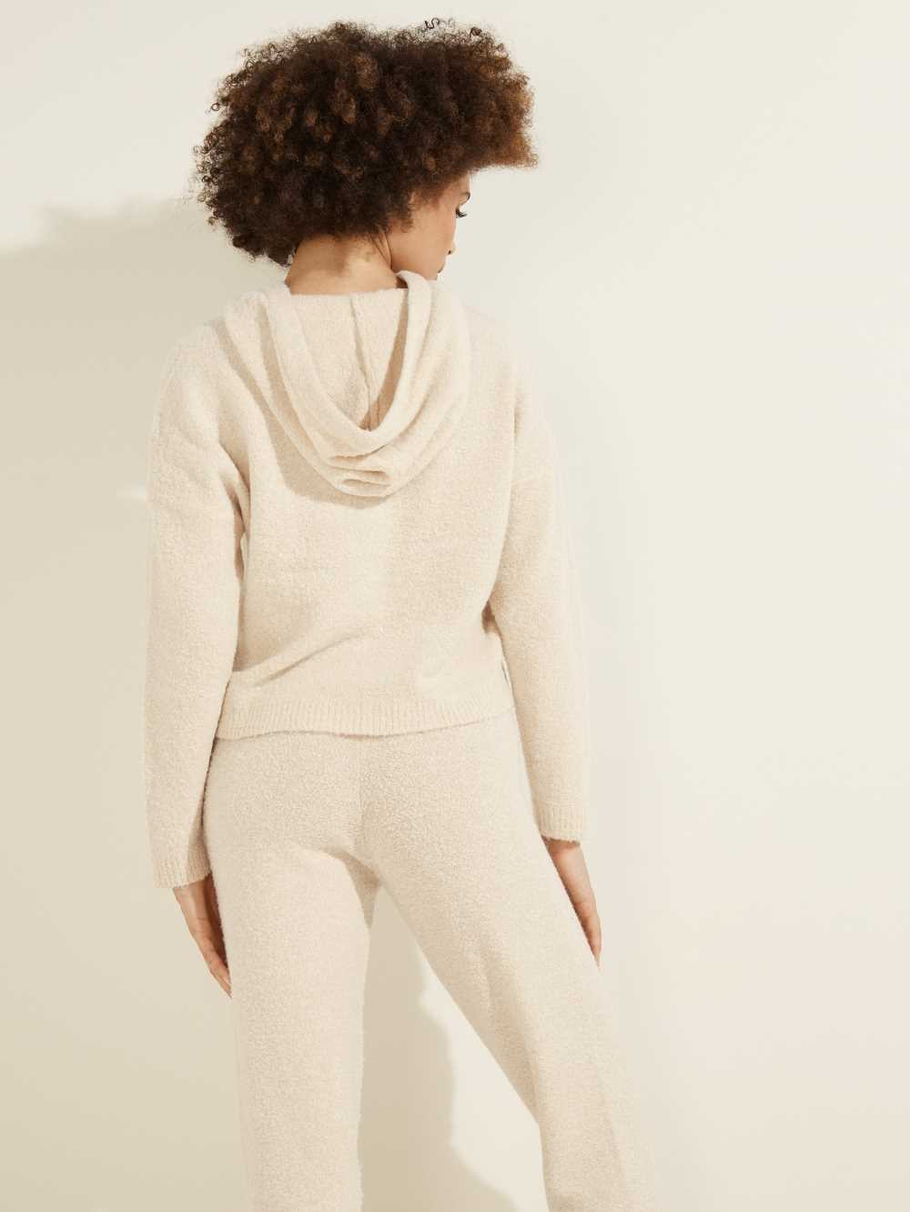 Cream White Multicolor Women's Guess Reeda Wool-Blend Shimmer Hoodie Australia Sale | 647UNFVHE