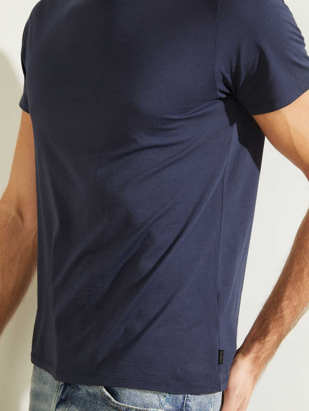 Dark Blue Men's Guess Classic Pima Crew T-shirt Australia Sale | 281BIYWQM