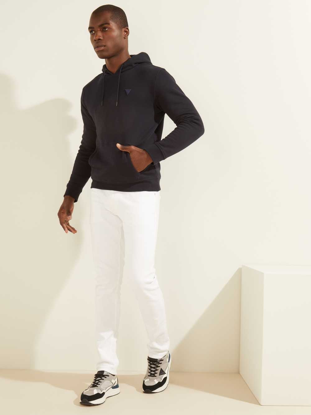Dark Blue Men's Guess Eco Aldwin Hoodie Australia Sale | 708KJISHA