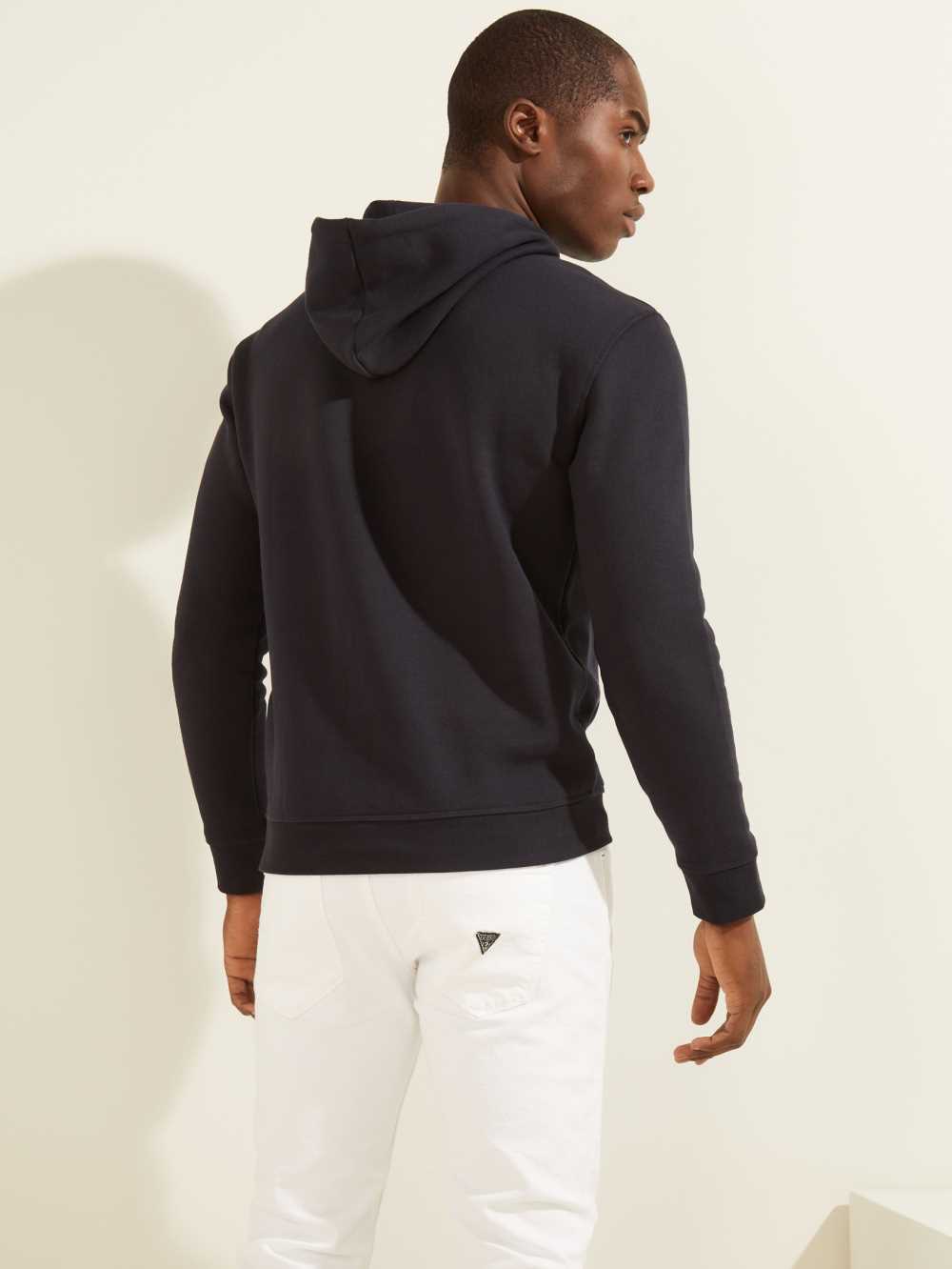 Dark Blue Men's Guess Eco Aldwin Hoodie Australia Sale | 708KJISHA