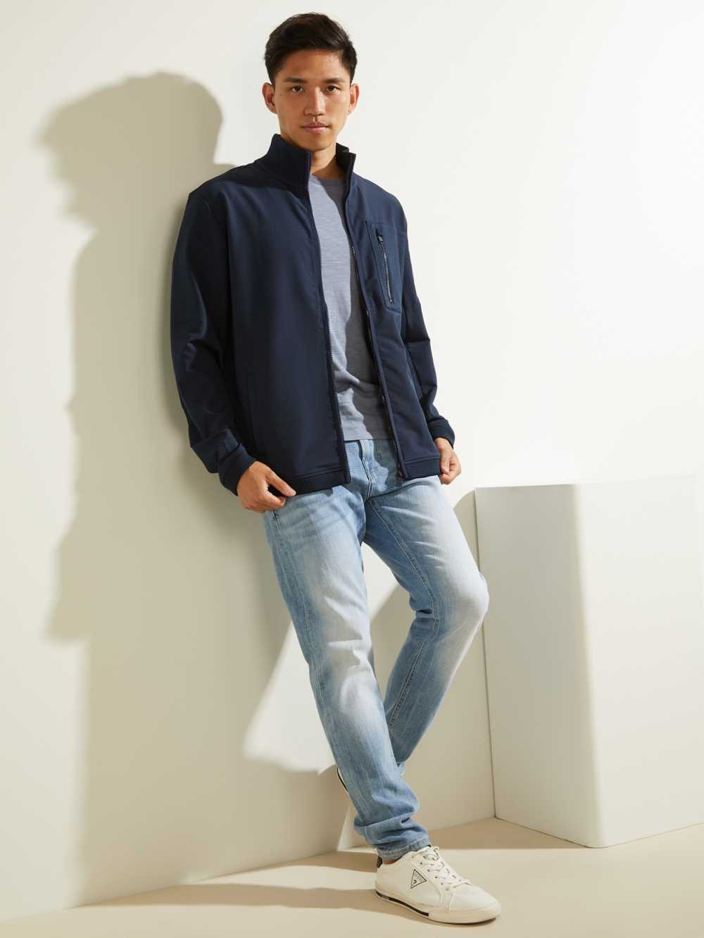 Dark Blue Men's Guess Explorer Zip-Up Jackets Australia Sale | 872COLGDM