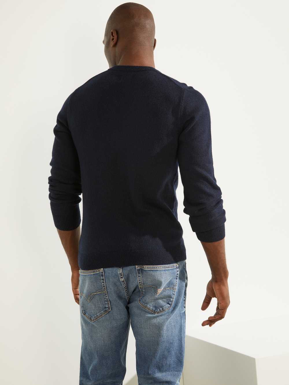 Dark Blue Men's Guess Owen V-Neck Sweaters Australia Sale | 168GEAZYM