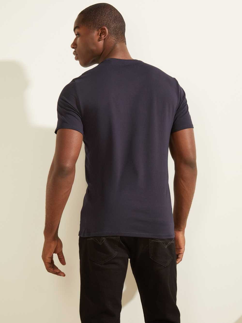 Dark Blue Men's Guess Splash T-shirt Australia Sale | 826EJIOZH