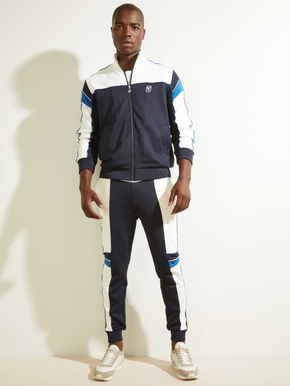Dark Blue Men's Guess Todd Logo Zip Joggers Australia Sale | 452ALXRUH