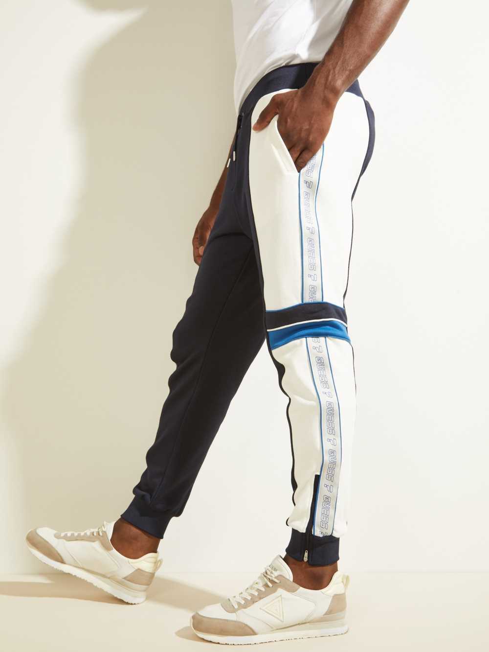 Dark Blue Men's Guess Todd Logo Zip Joggers Australia Sale | 452ALXRUH