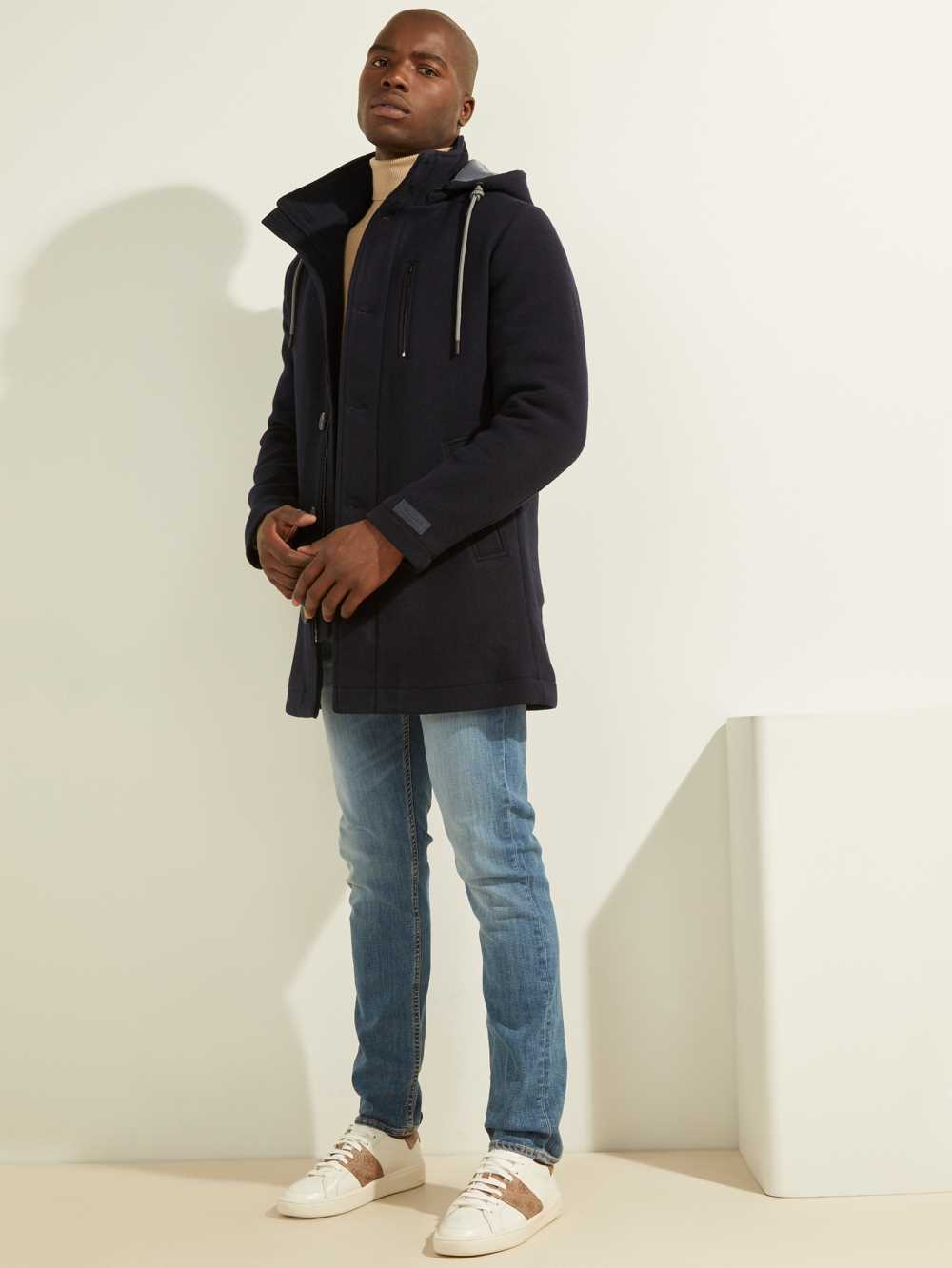 Dark Blue Men's Guess Urban Wool-Blend Coats Australia Sale | 348COGLWN