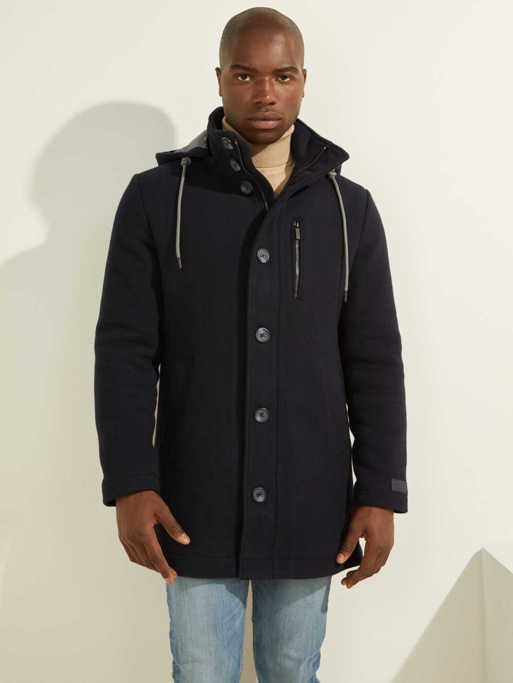 Dark Blue Men's Guess Urban Wool-Blend Coats Australia Sale | 348COGLWN