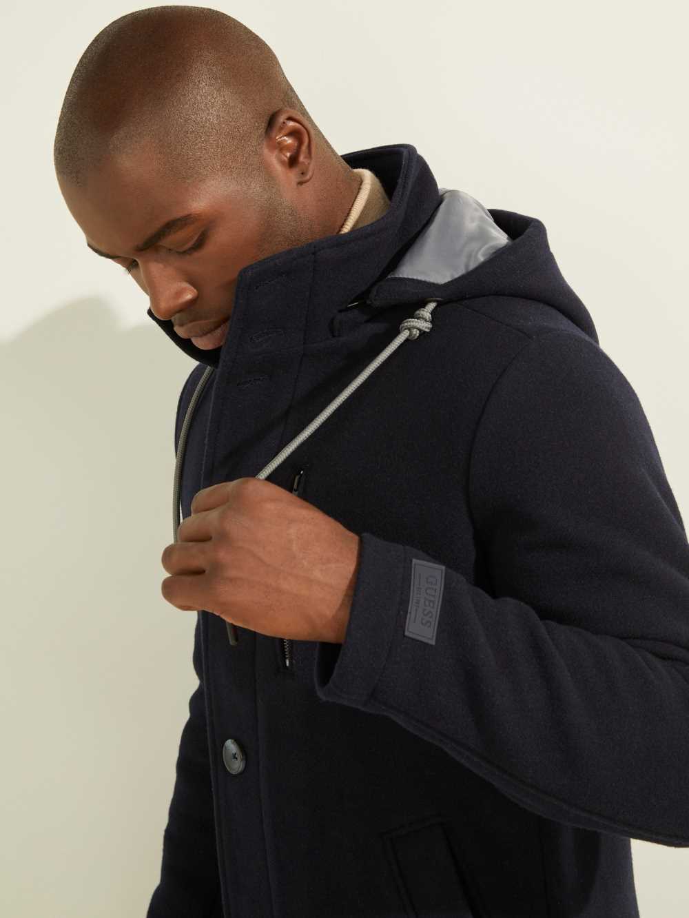 Dark Blue Men's Guess Urban Wool-Blend Coats Australia Sale | 348COGLWN