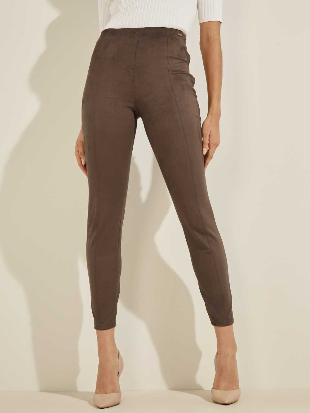 Dark Coffee Women\'s Guess Maya Faux-Suede Leggings Australia Sale | 283KIBQRO