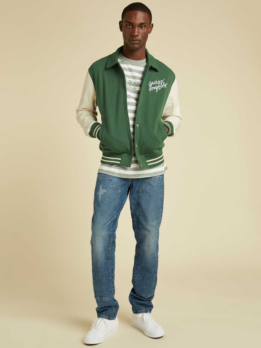 Dark Green Multicolor Men's Guess Originals Varsity Inspired Jackets Australia Sale | 685JQKSCL