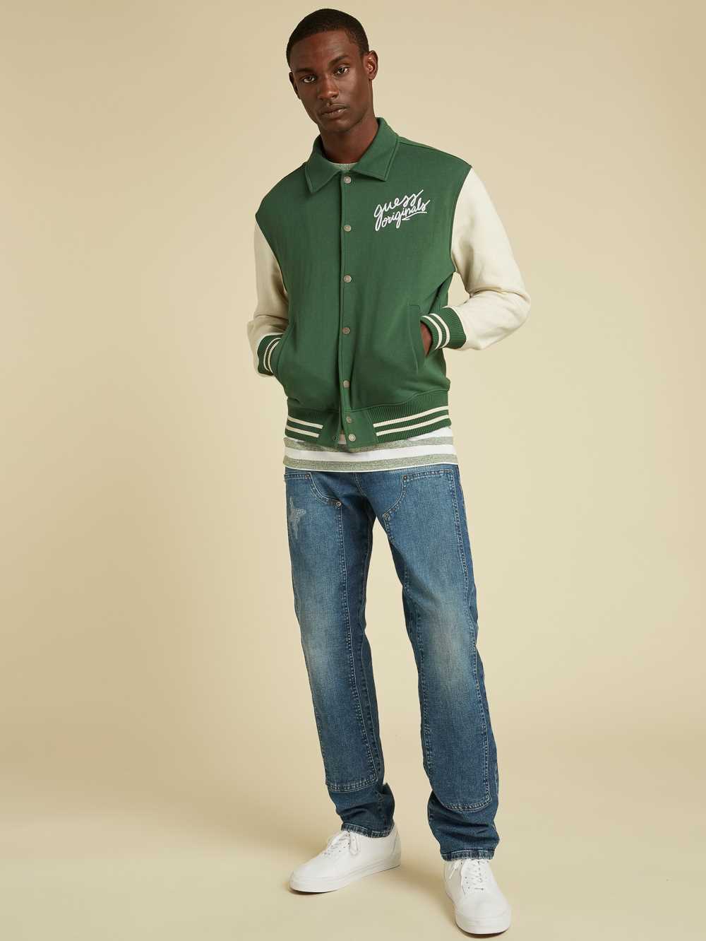 Dark Green Multicolor Men's Guess Originals Varsity Inspired Jackets Australia Sale | 685JQKSCL