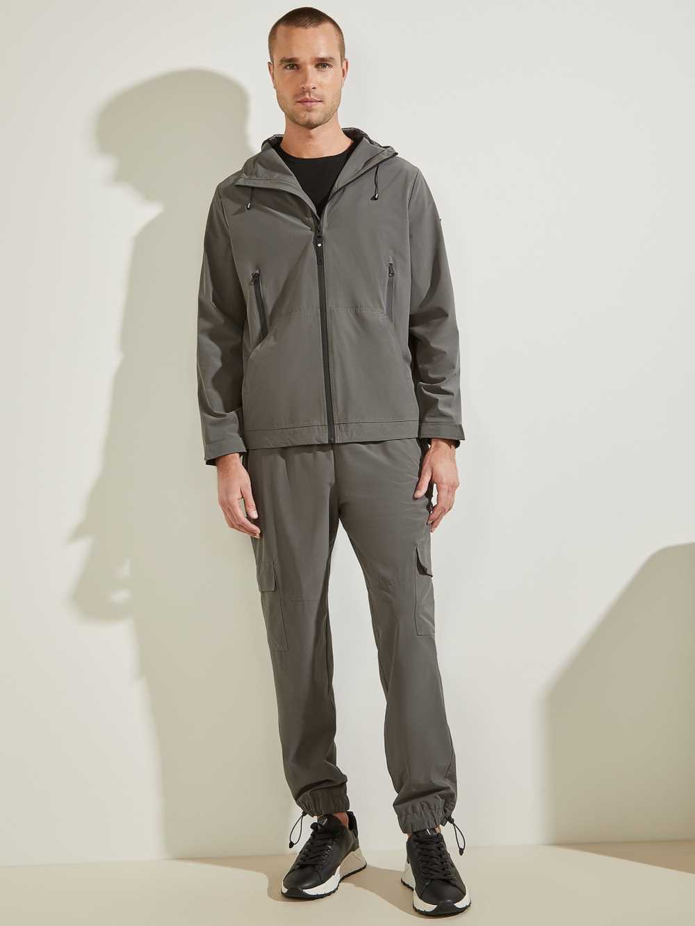 Dark Grey Men's Guess Eco Kaden Hooded Jackets Australia Sale | 256DQWLIZ