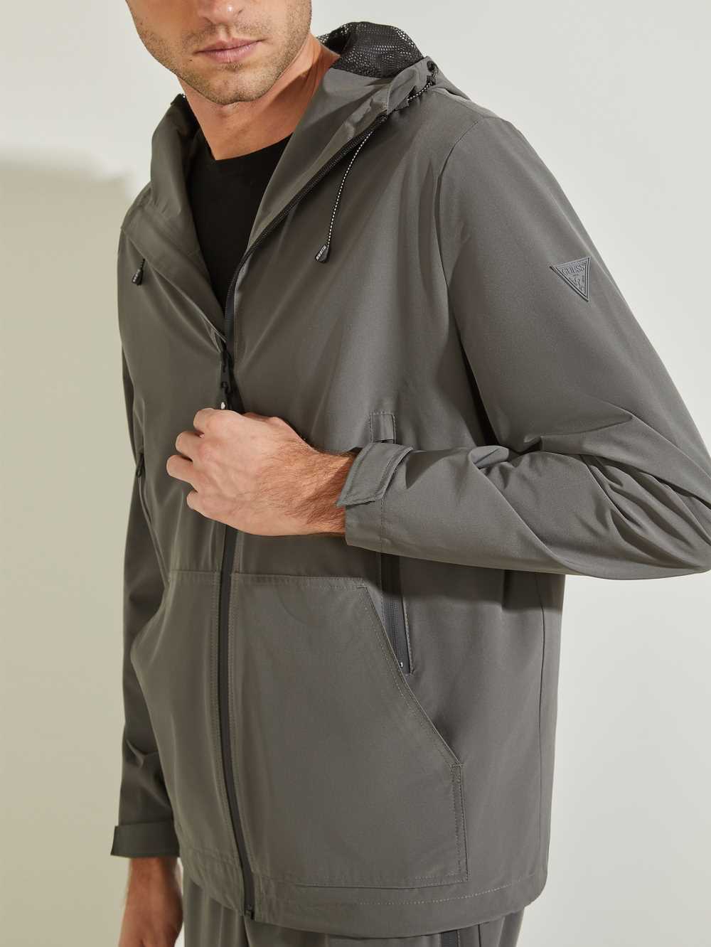 Dark Grey Men's Guess Eco Kaden Hooded Jackets Australia Sale | 256DQWLIZ