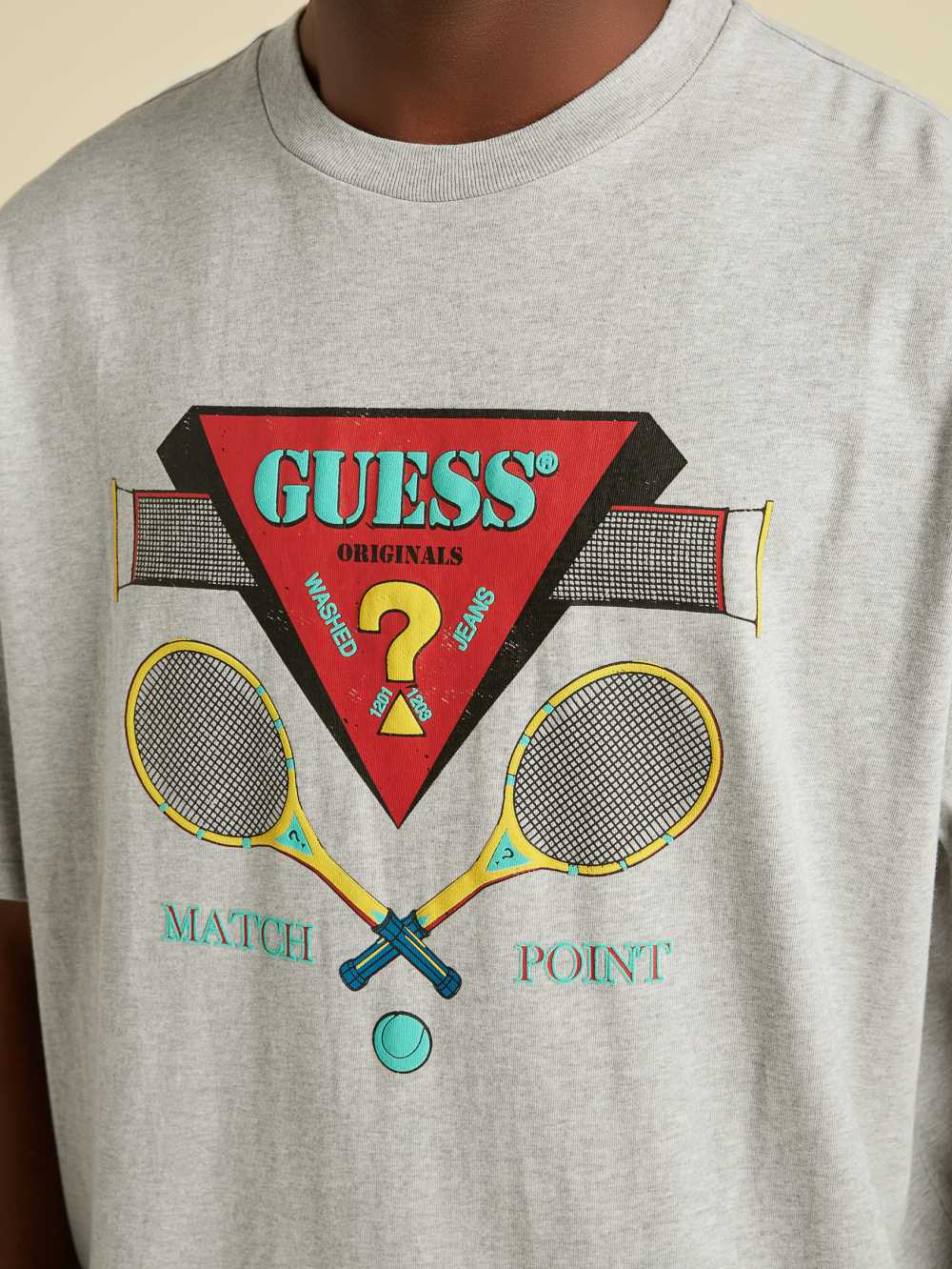 Dark Grey Men's Guess Originals Logo T-shirt Australia Sale | 509ICPGEH