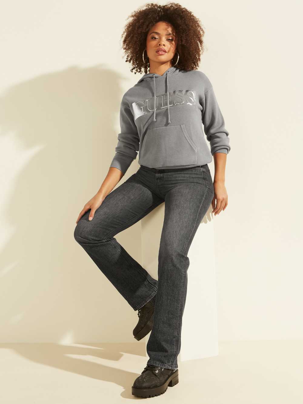 Dark Grey Women's Guess Gemma Hoodie Australia Sale | 019MJNZKE