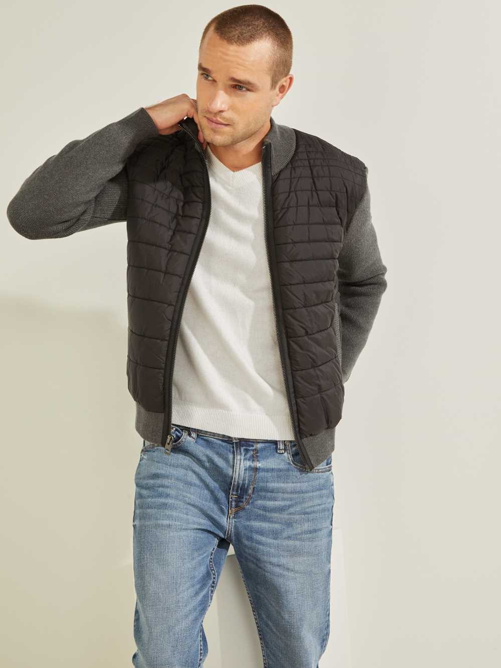 Dark Multicolor Men's Guess Liam Nylon Puffer Jackets Australia Sale | 639YIZEJA