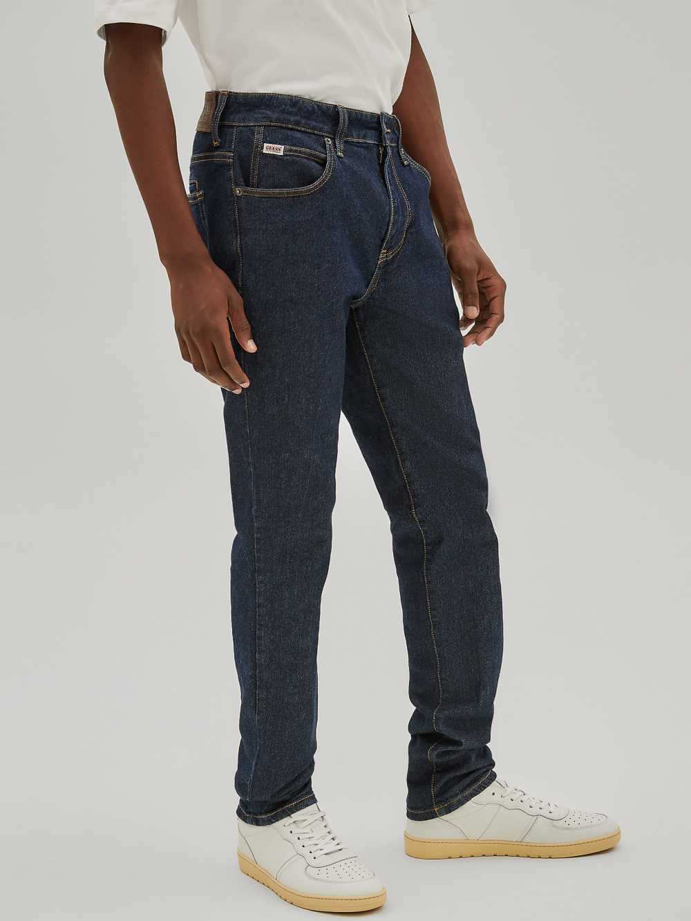 Dark Wash Men's Guess Originals Slim Straight Jeans Australia Sale | 063KDLICS