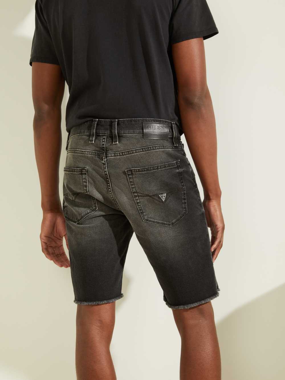 Deep Grey Black Men's Guess Slim Denim Shorts Australia Sale | 245QWKDVE