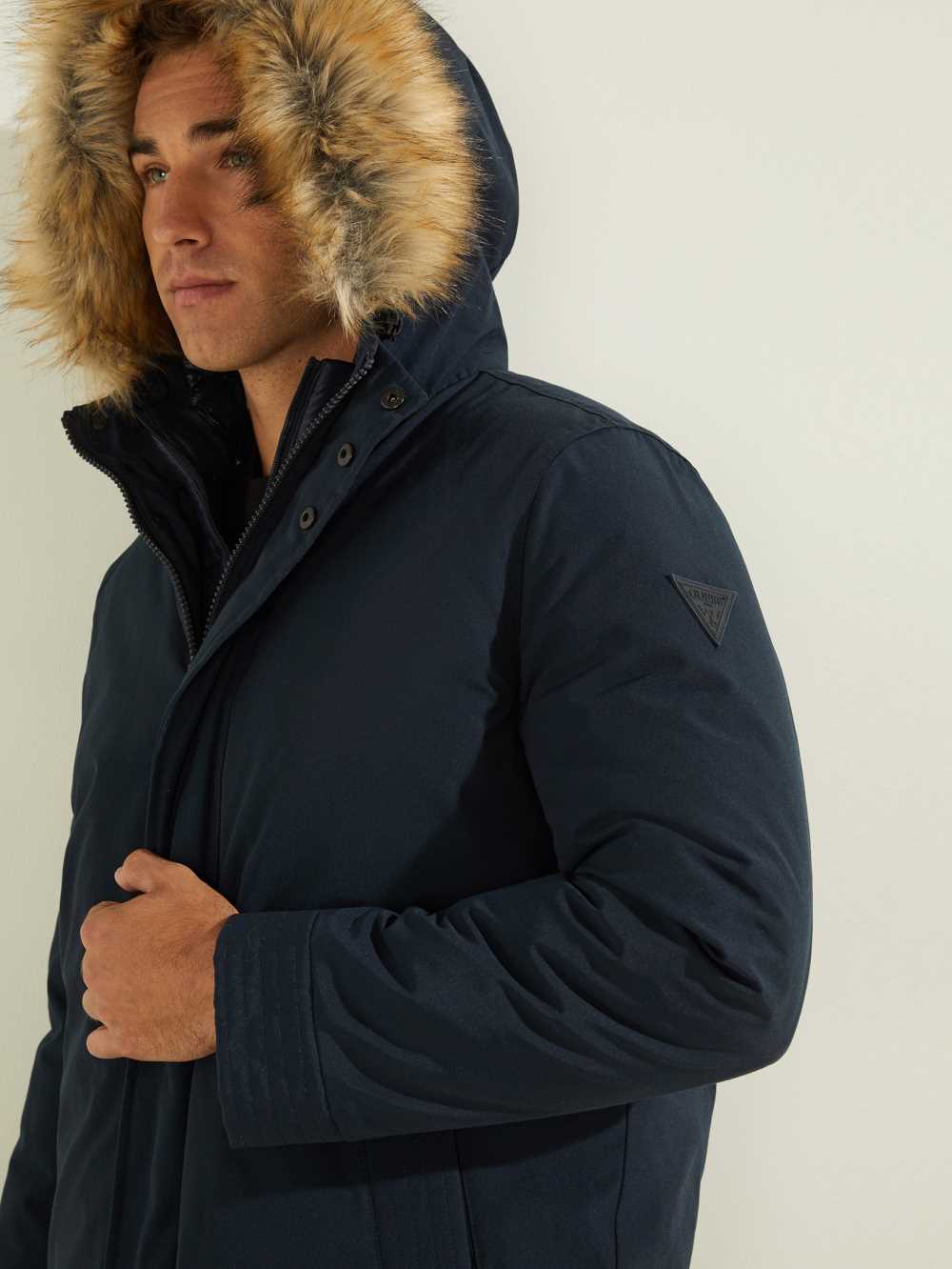 Deep Multicolor Men's Guess Brian Faux-Fur Hooded Coats Australia Sale | 071LVTFYM