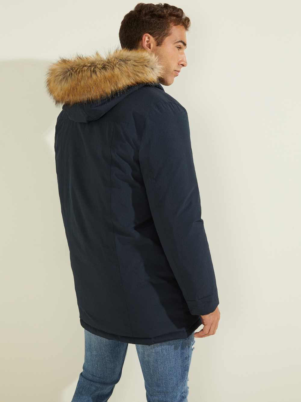 Deep Multicolor Men's Guess Brian Faux-Fur Hooded Coats Australia Sale | 071LVTFYM
