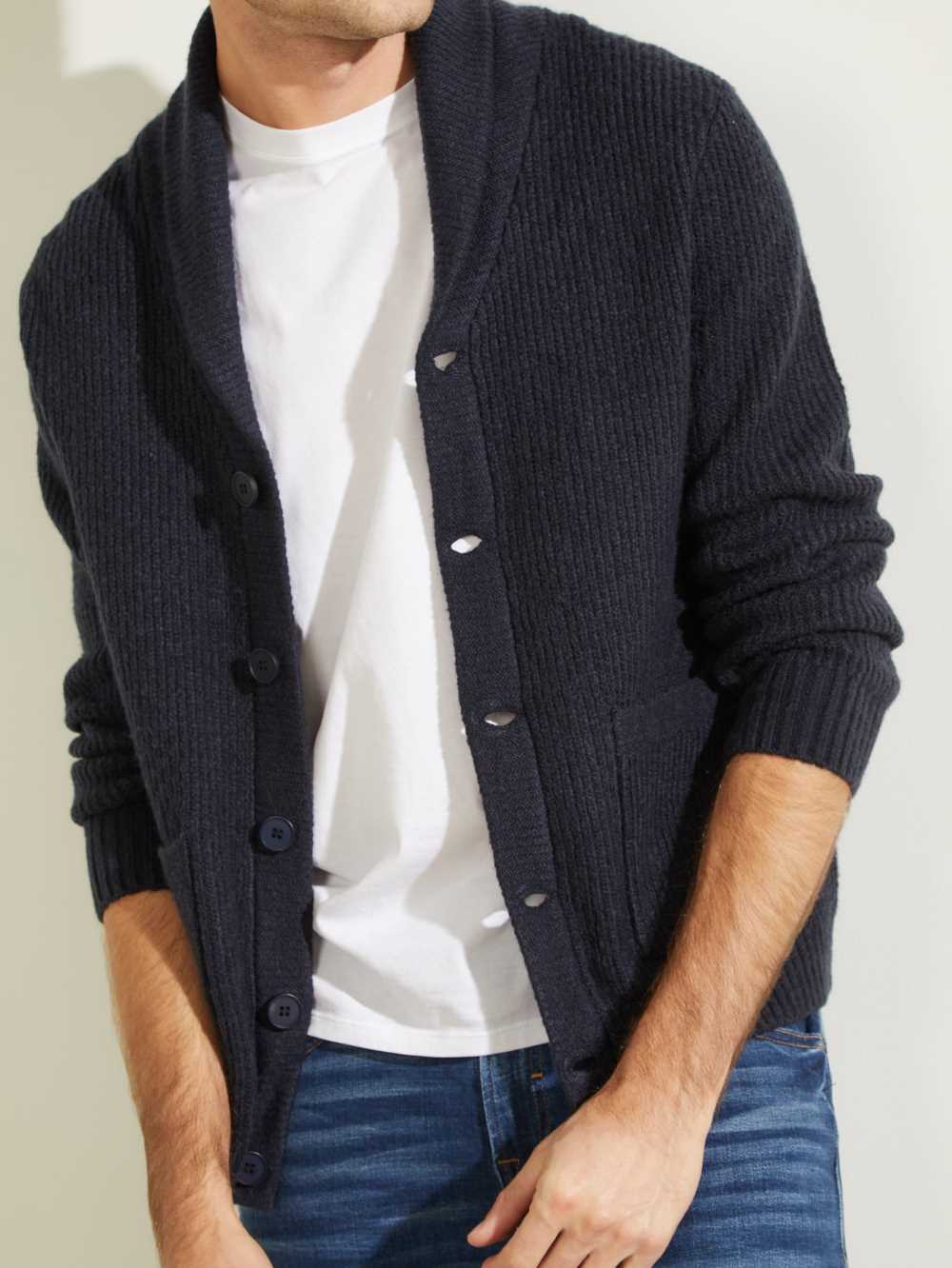 Deep Multicolor Men's Guess Declan Shawl Cardigan Sweaters Australia Sale | 627SKTWEA