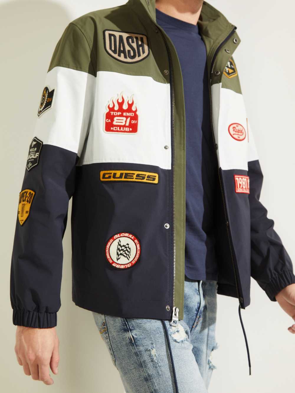 Deep Multicolor Men's Guess Paul Color-Block Patch Jackets Australia Sale | 362RIEGQH