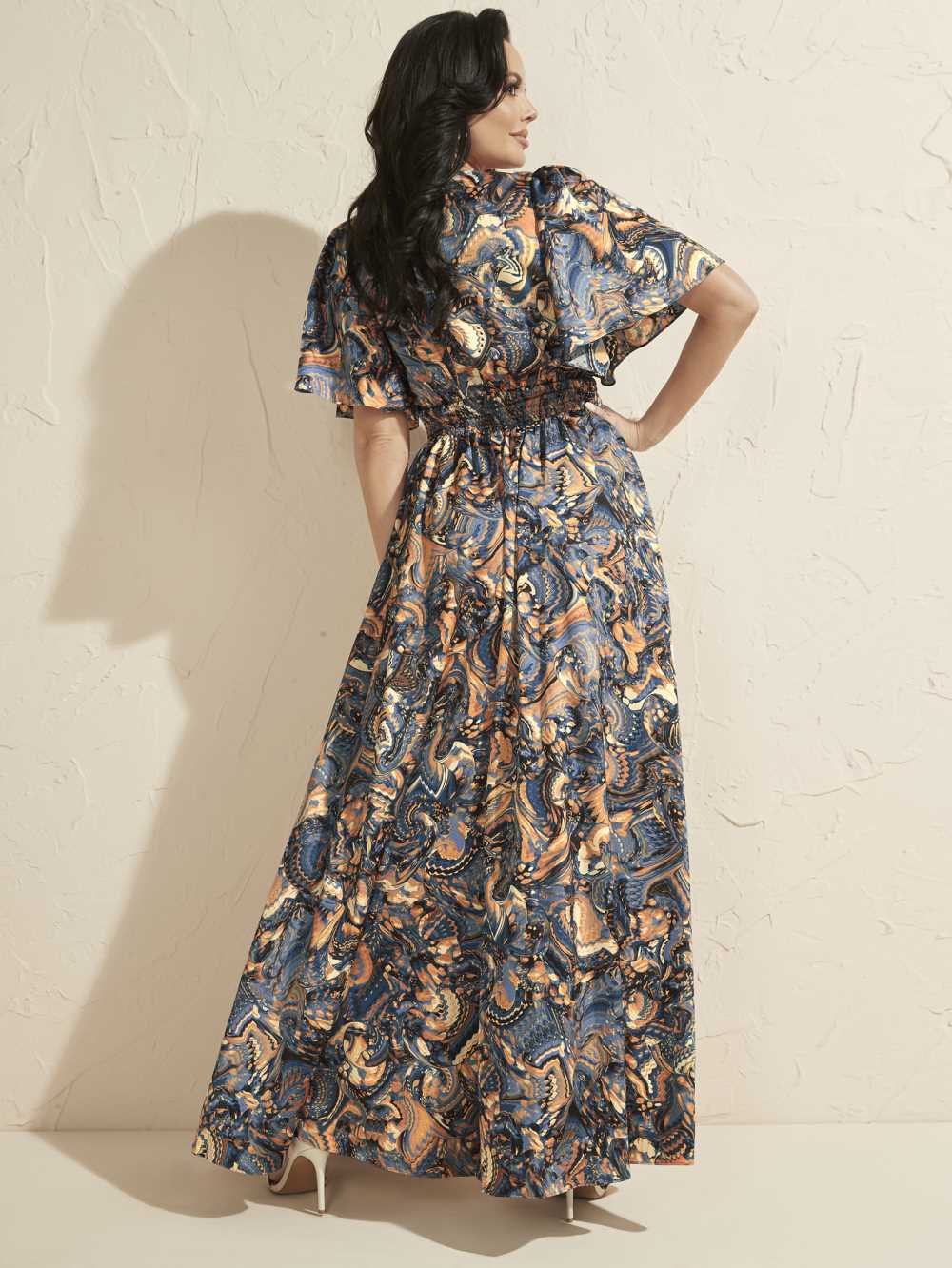 Flower Blue Women's Guess Slick Paisley Maxi Dresses Australia Sale | 478KMGSEP