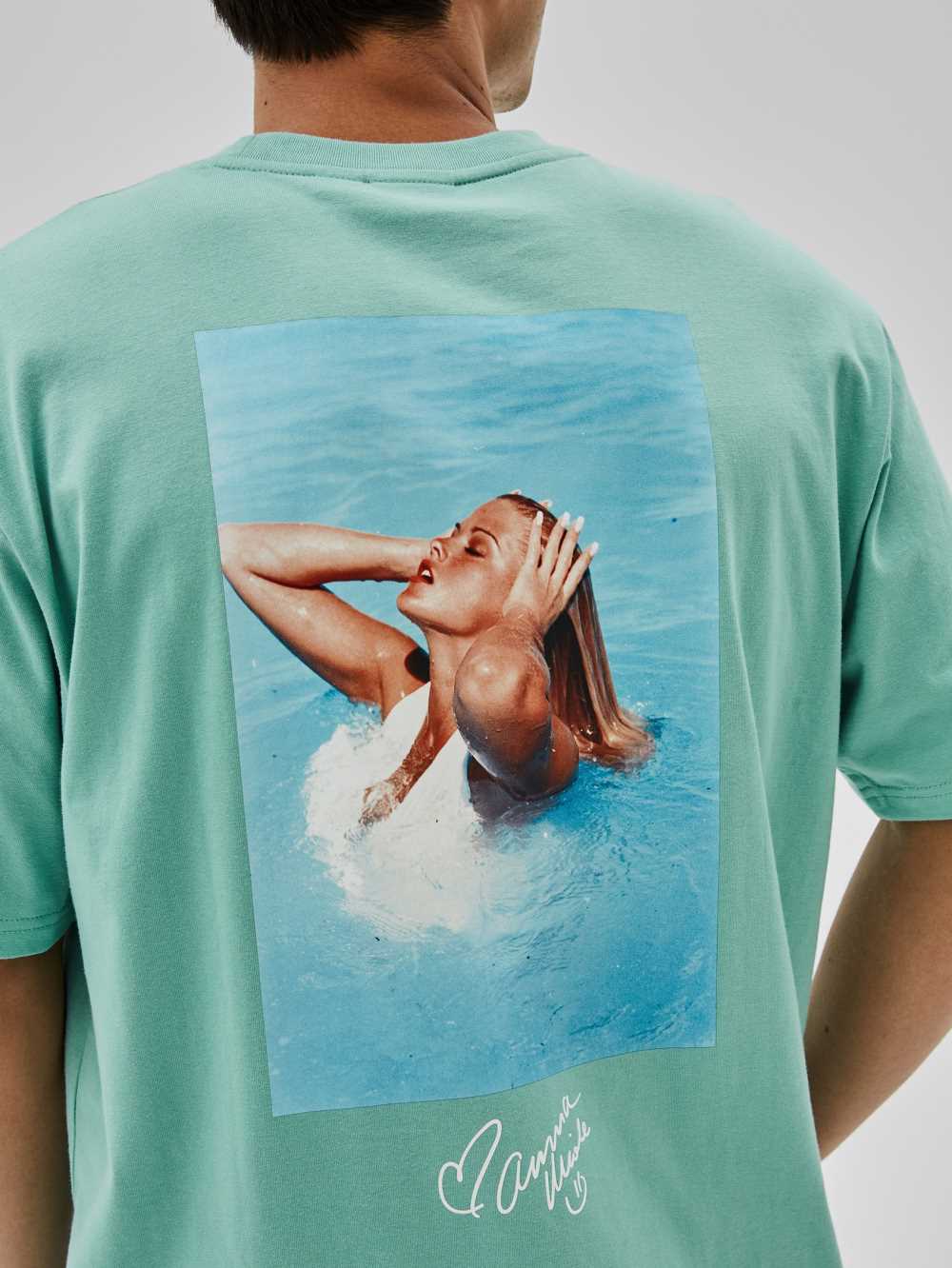 Green Blue Men's Guess Originals x Anna Nicole Smith T-shirt Australia Sale | 129LFGTWA