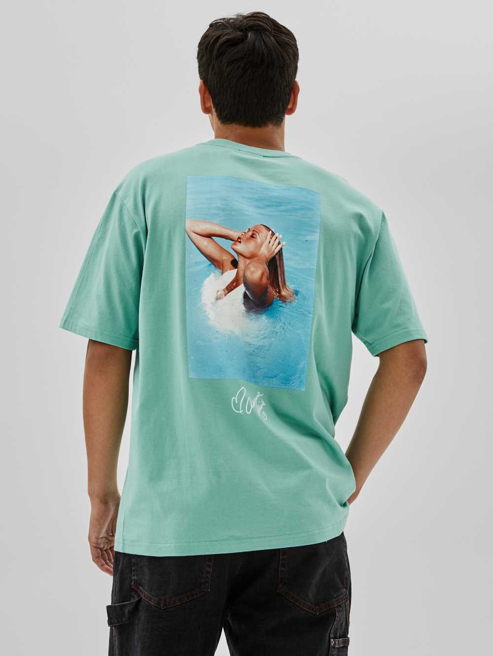 Green Blue Men's Guess Originals x Anna Nicole Smith T-shirt Australia Sale | 129LFGTWA