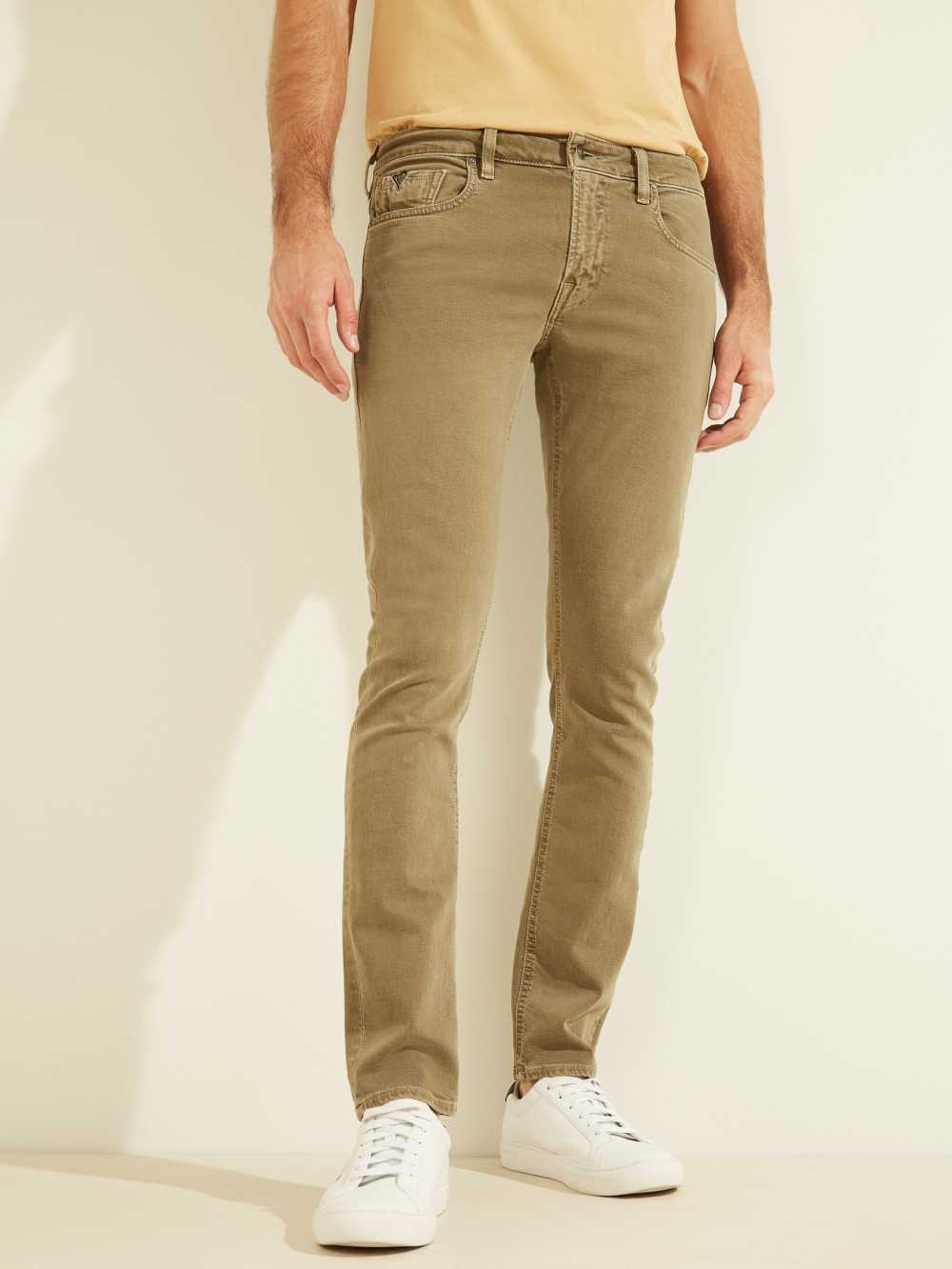 Green Men\'s Guess Dyed Skinny Jeans Australia Sale | 918DLVZOI