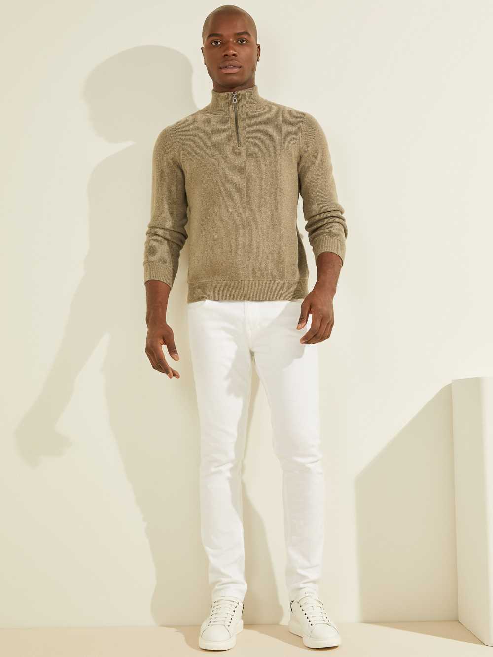 Green Men's Guess Esmere Wool-Blend Zip Sweaters Australia Sale | 039KMBCYO