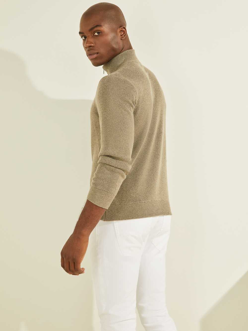 Green Men's Guess Esmere Wool-Blend Zip Sweaters Australia Sale | 039KMBCYO