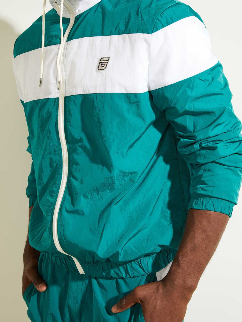 Green Men's Guess Nowell Zip-Up Jackets Australia Sale | 824KBVGMP