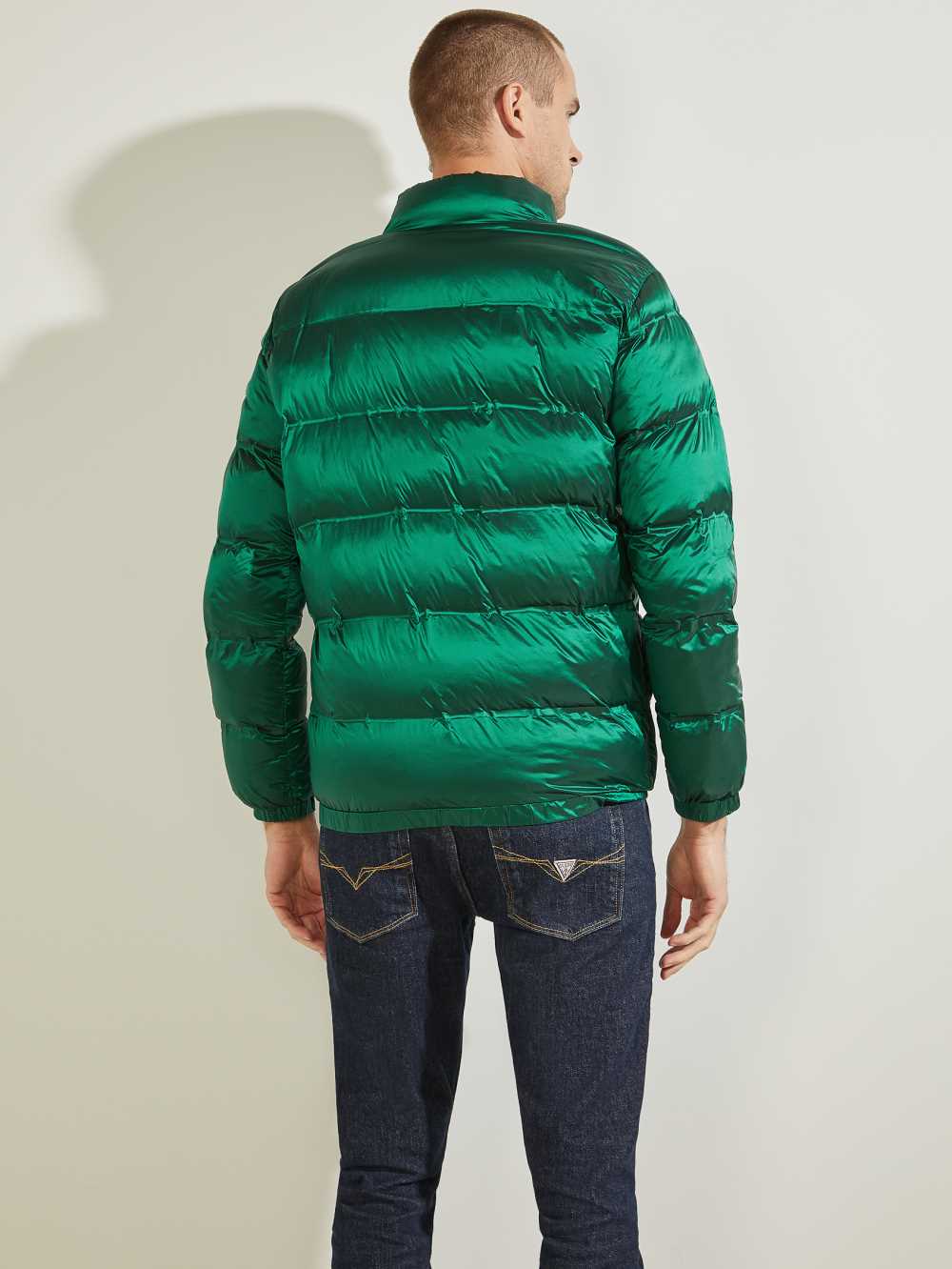 Green Men's Guess Quilted Puffer Jackets Australia Sale | 023VECBUH