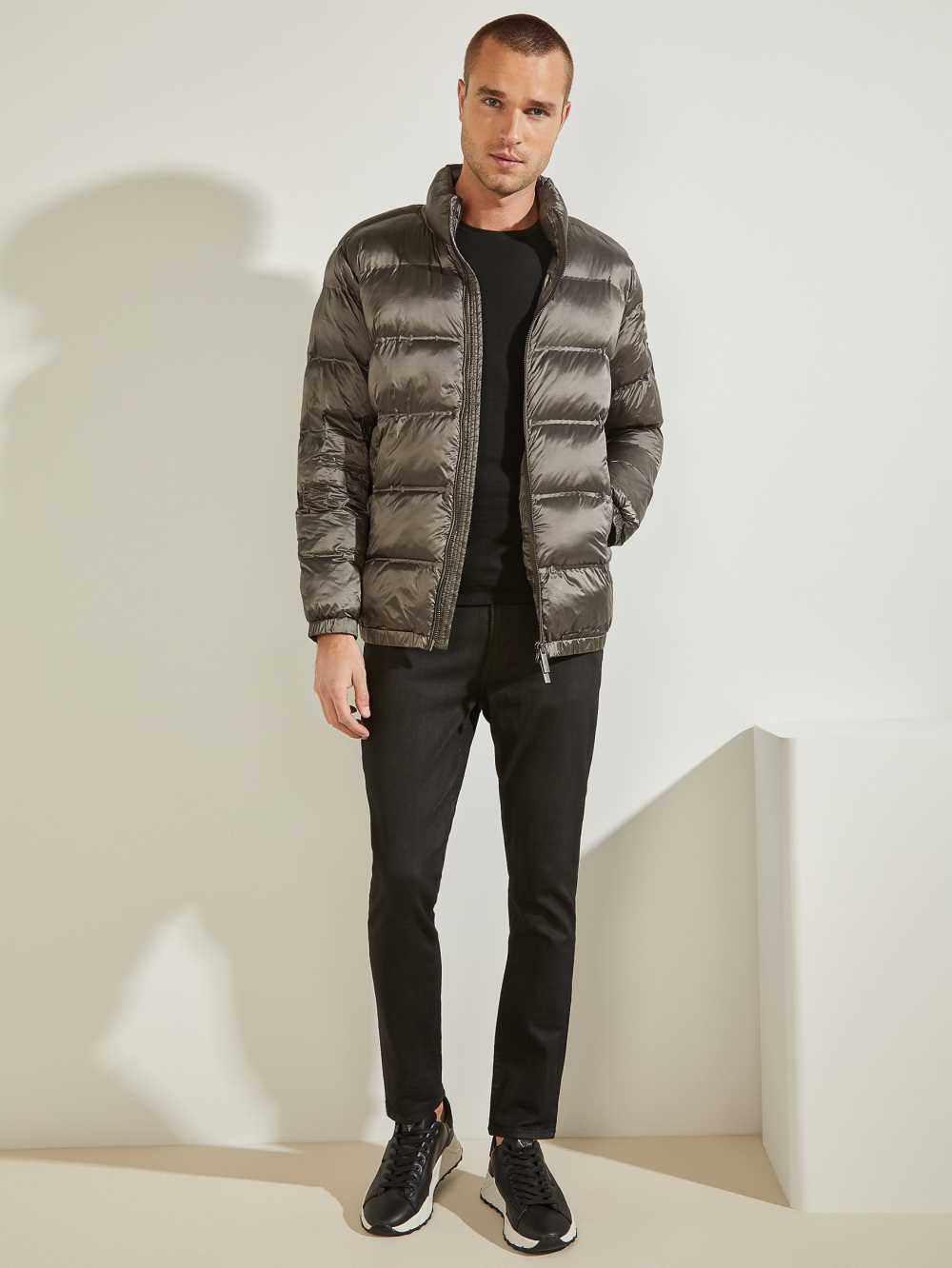 Green Men's Guess Quilted Puffer Jackets Australia Sale | 184IXGASR