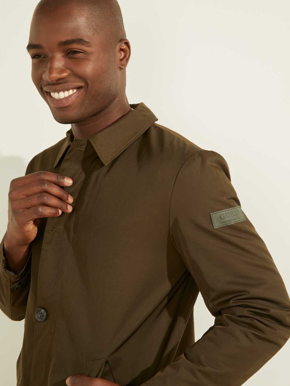 Green Men's Guess Zip-Up Raincoat Coats Australia Sale | 390GMCDHN