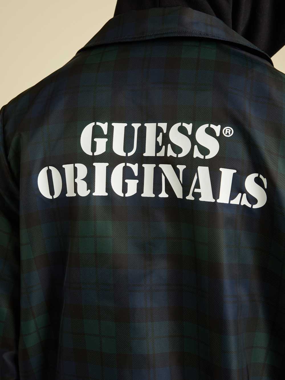 Green Multicolor Men's Guess Originals Plaid Coach Jackets Australia Sale | 758LBHQOU