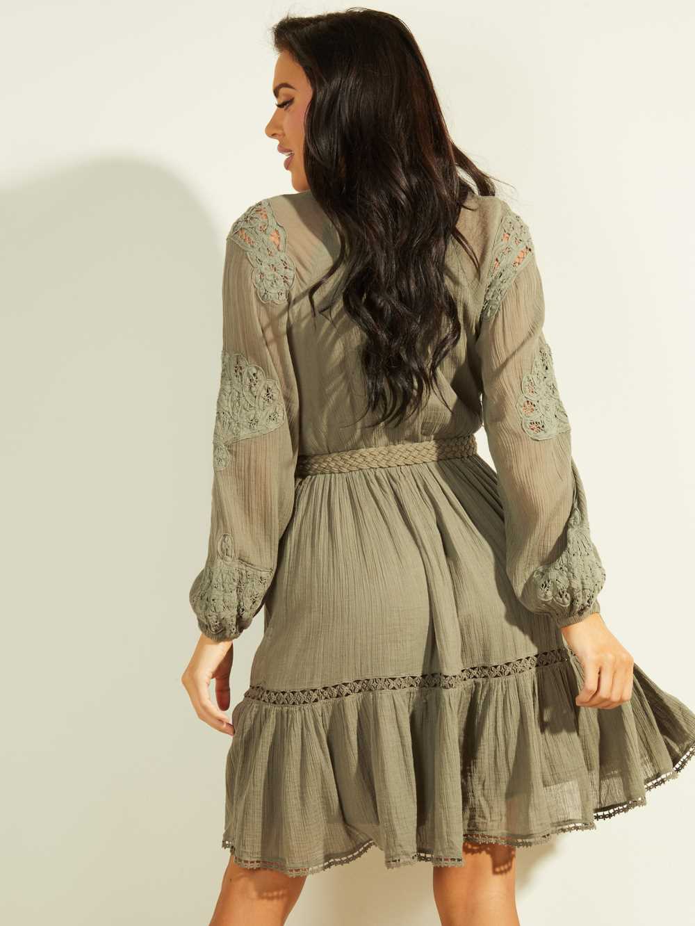 Green Multicolor Women's Guess Aritaed Gauze Dresses Australia Sale | 398DKZIQX