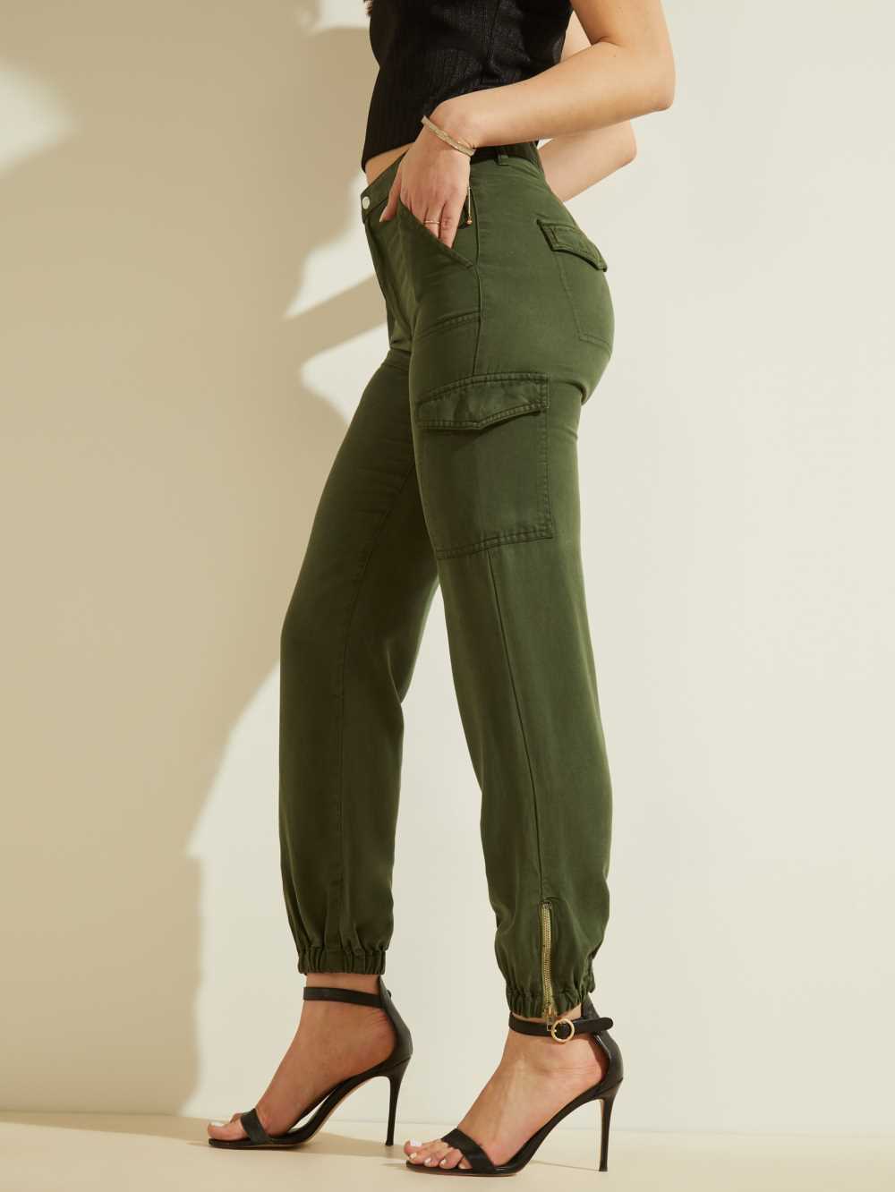 Green Multicolor Women's Guess Eco Bowie Cargo Chino Pants Australia Sale | 752BLDIWG