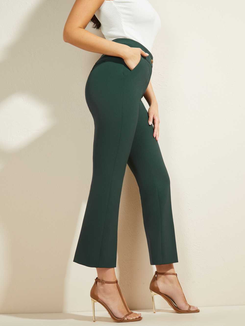 Green Women's Guess Evelyn Cropped Pants Australia Sale | 142SMRLBE