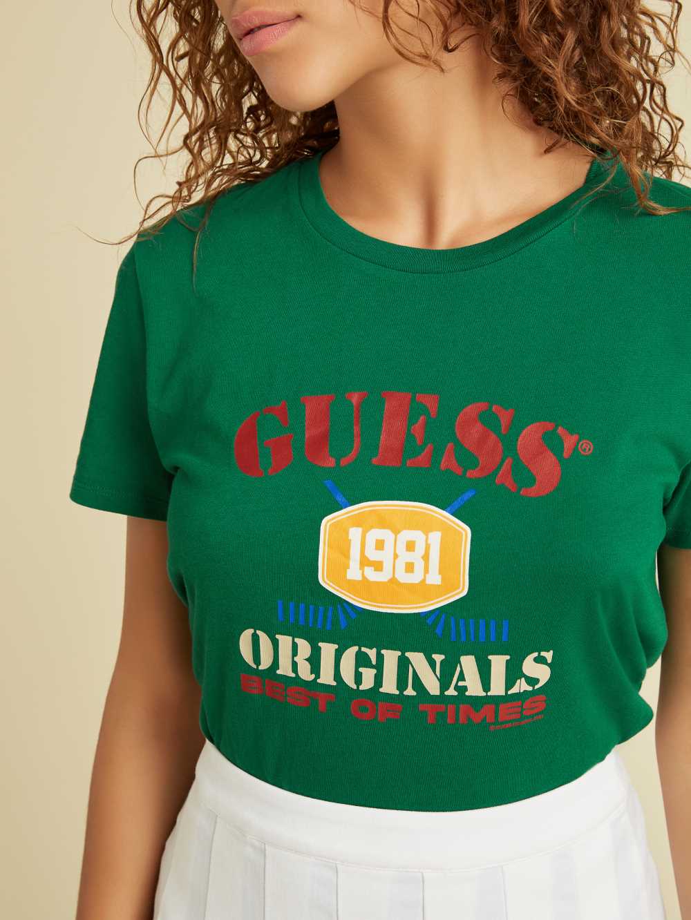 Green Women's Guess Originals Easy Logo T-shirt Australia Sale | 836GBTIZQ