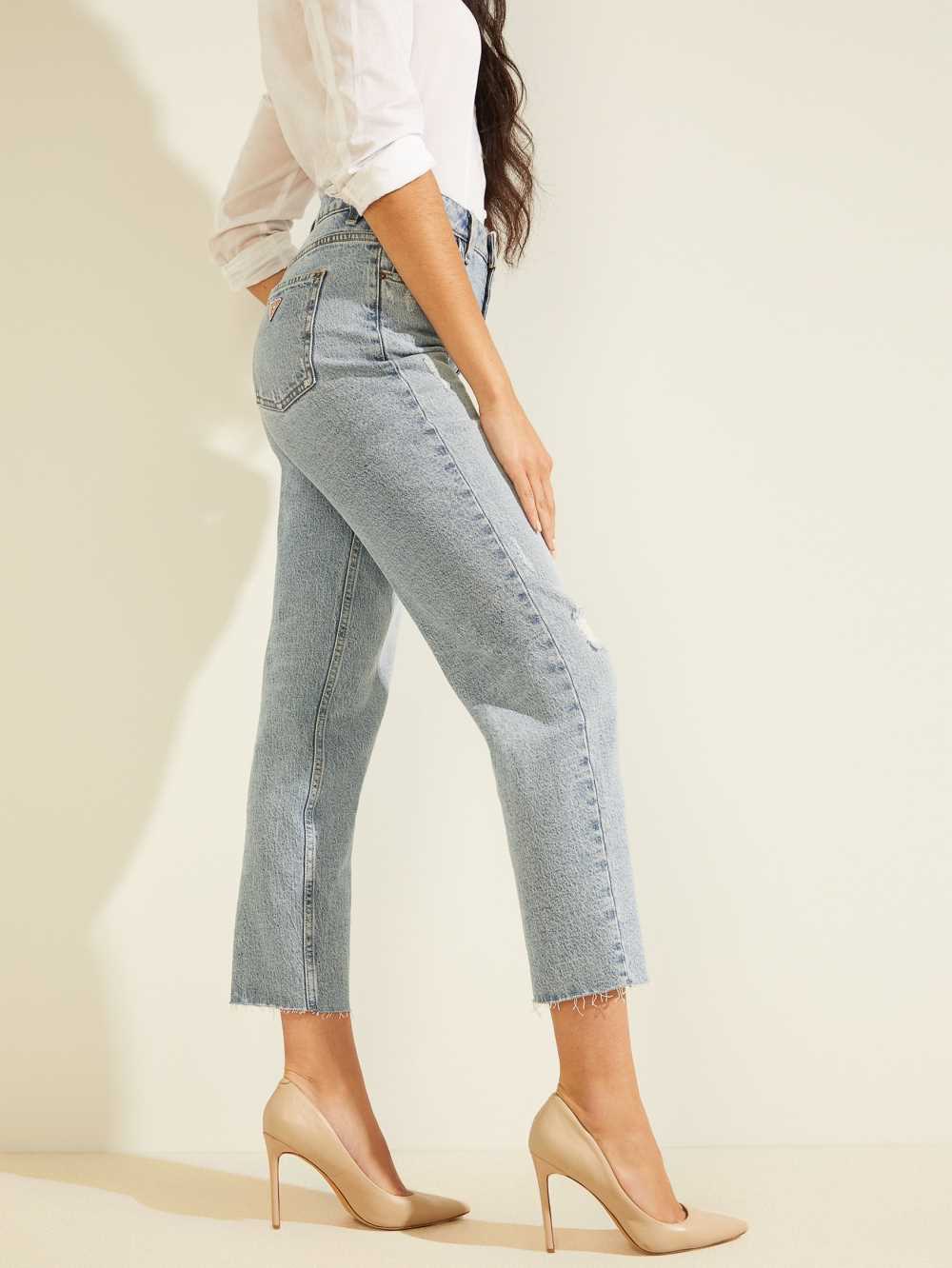 Grey Blue Women's Guess Eco Slim Mom Jeans Australia Sale | 019VHQUAS
