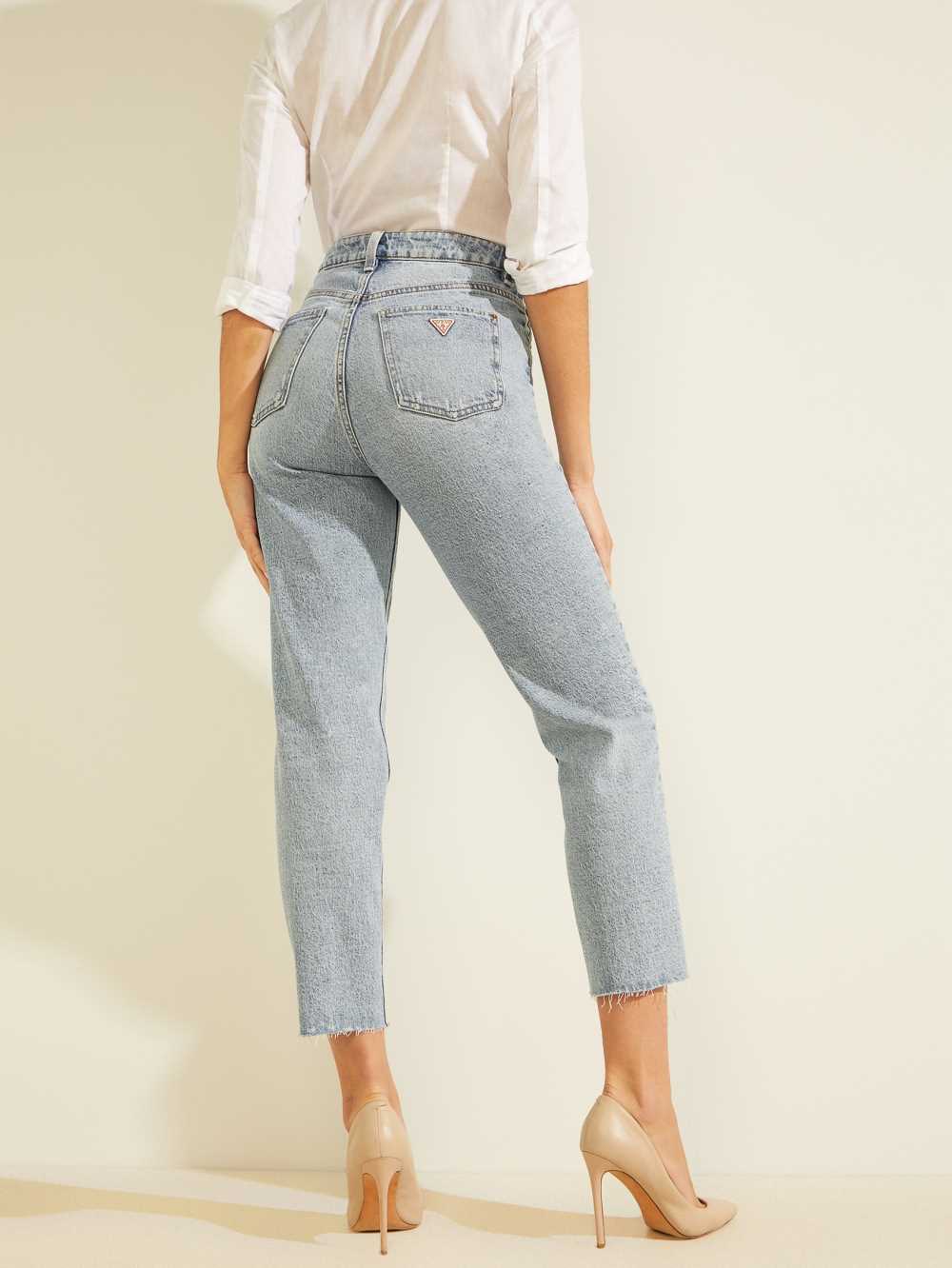 Grey Blue Women's Guess Eco Slim Mom Jeans Australia Sale | 019VHQUAS