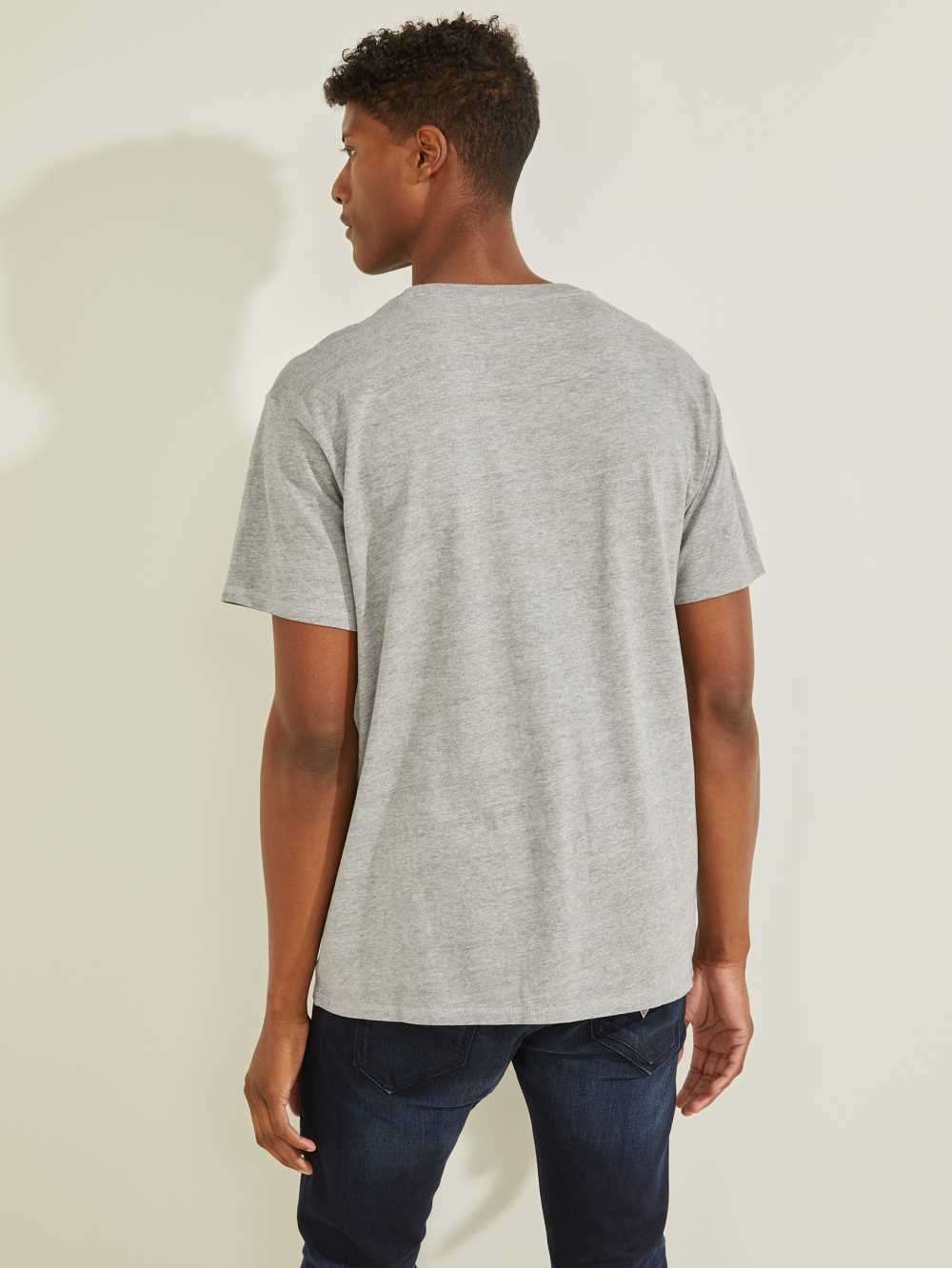 Grey Men's Guess Chenille Logo T-shirt Australia Sale | 846VBPUAE