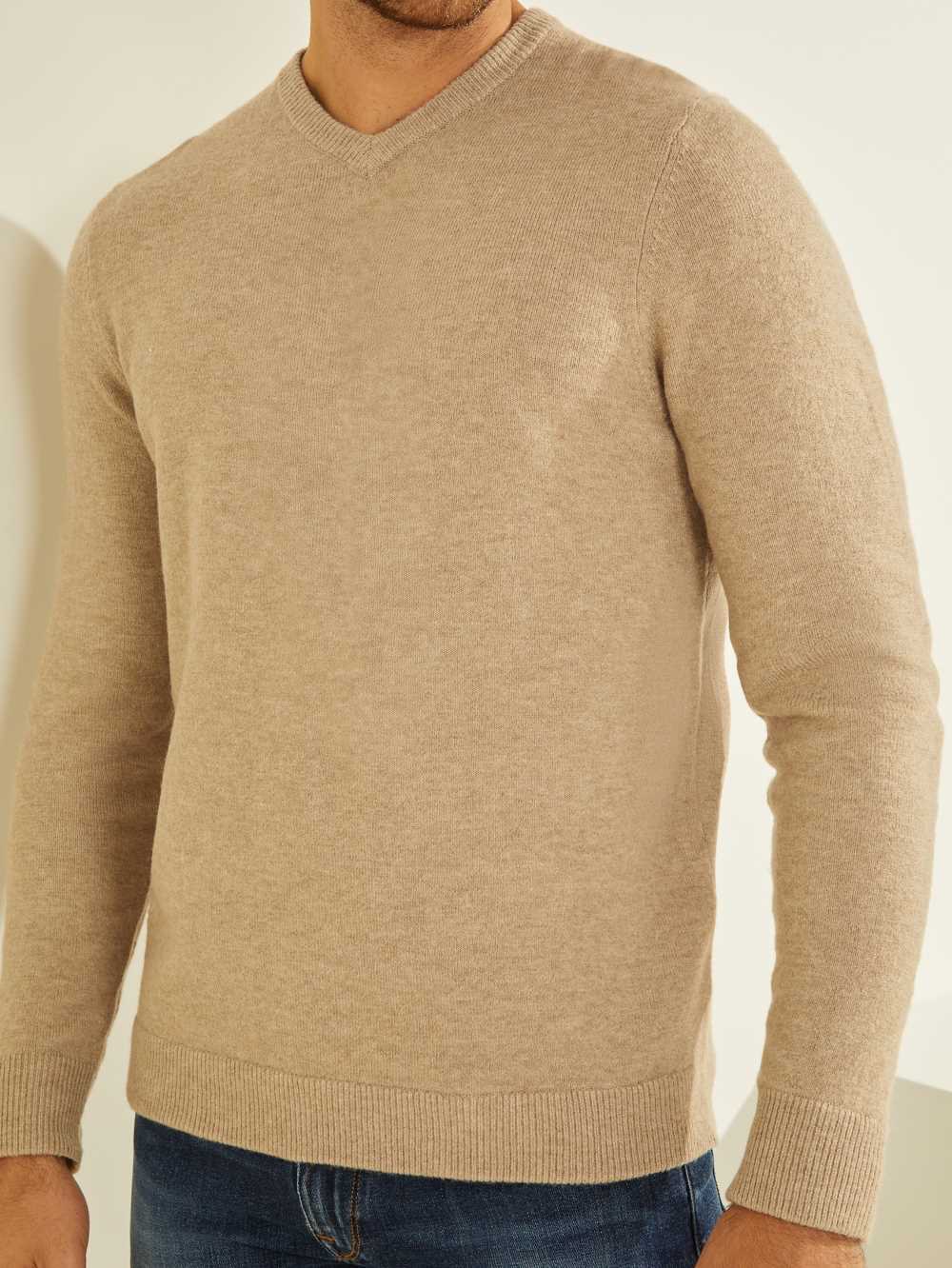 Grey Men's Guess Esmere Wool-Blend V-Neck Sweaters Australia Sale | 287LYBWRZ