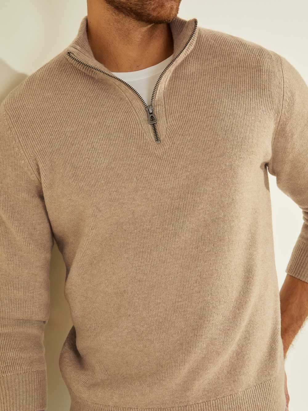 Grey Men's Guess Esmere Wool-Blend Zip Sweaters Australia Sale | 834ENYUHD