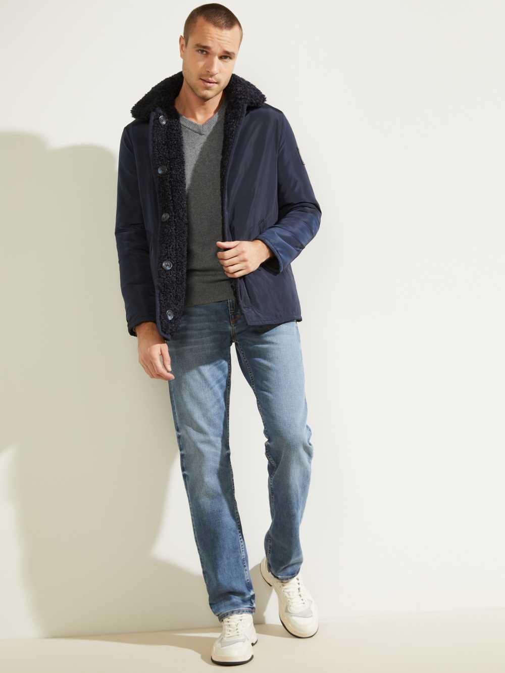Grey Men's Guess Owen V-Neck Sweaters Australia Sale | 563USMYFA