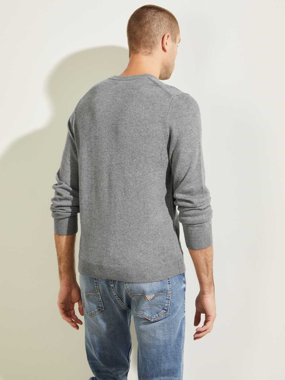 Grey Men's Guess Owen V-Neck Sweaters Australia Sale | 563USMYFA