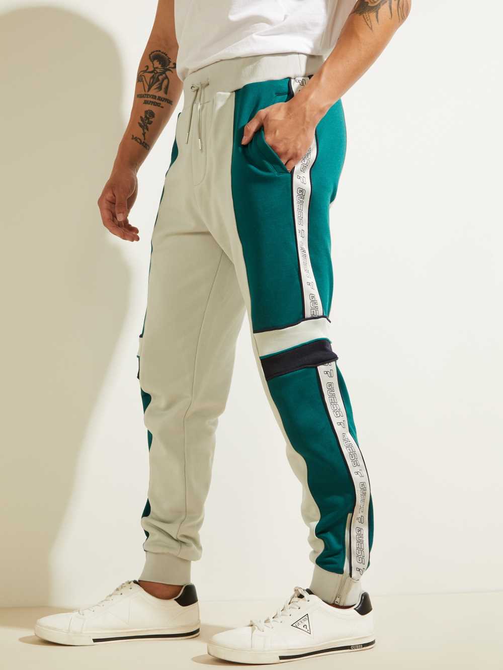 Grey Men's Guess Todd Logo Zip Joggers Australia Sale | 740UOXVYR