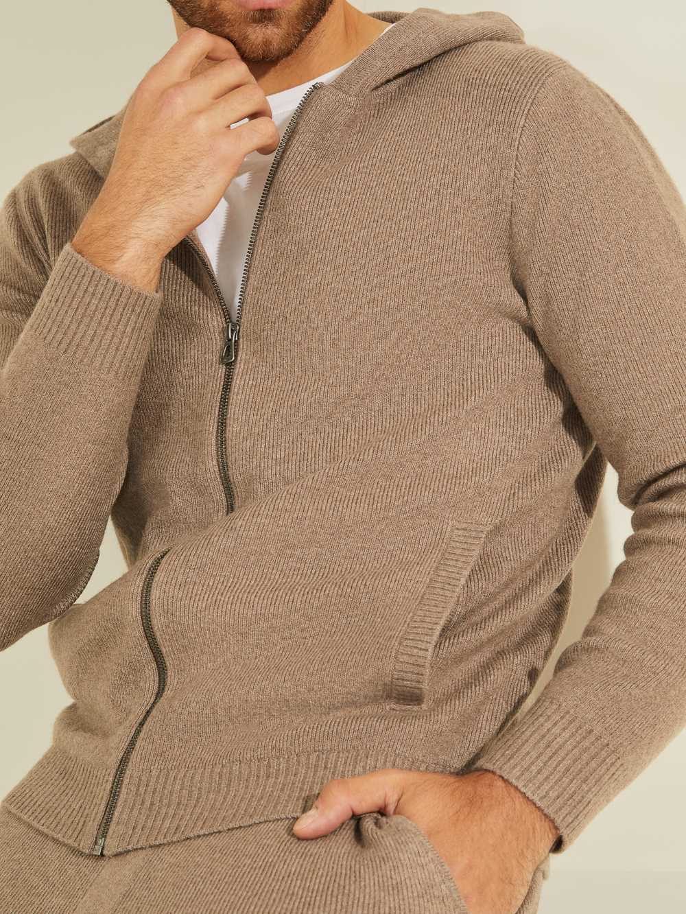 Grey Multicolor Men's Guess Esmere Wool-Blend Zip Hoodie Australia Sale | 672DENIJO